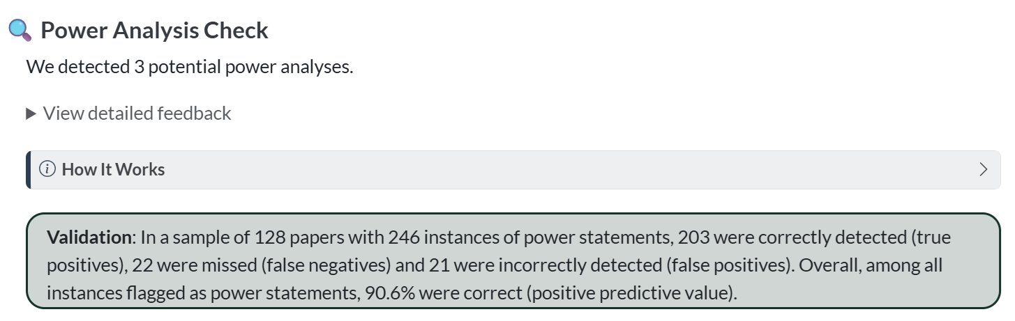 Screenshot of the power module in the report